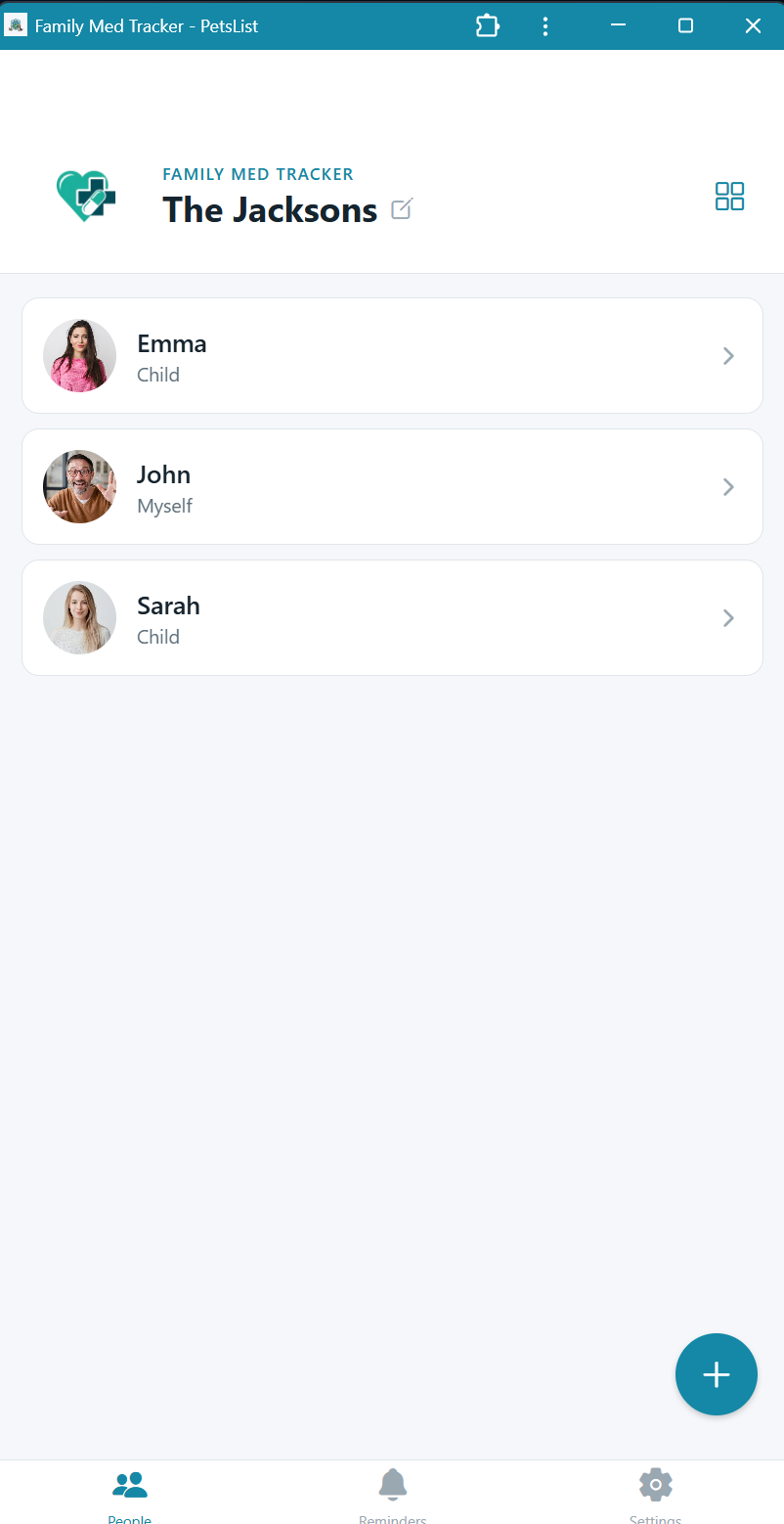 Family profiles screen